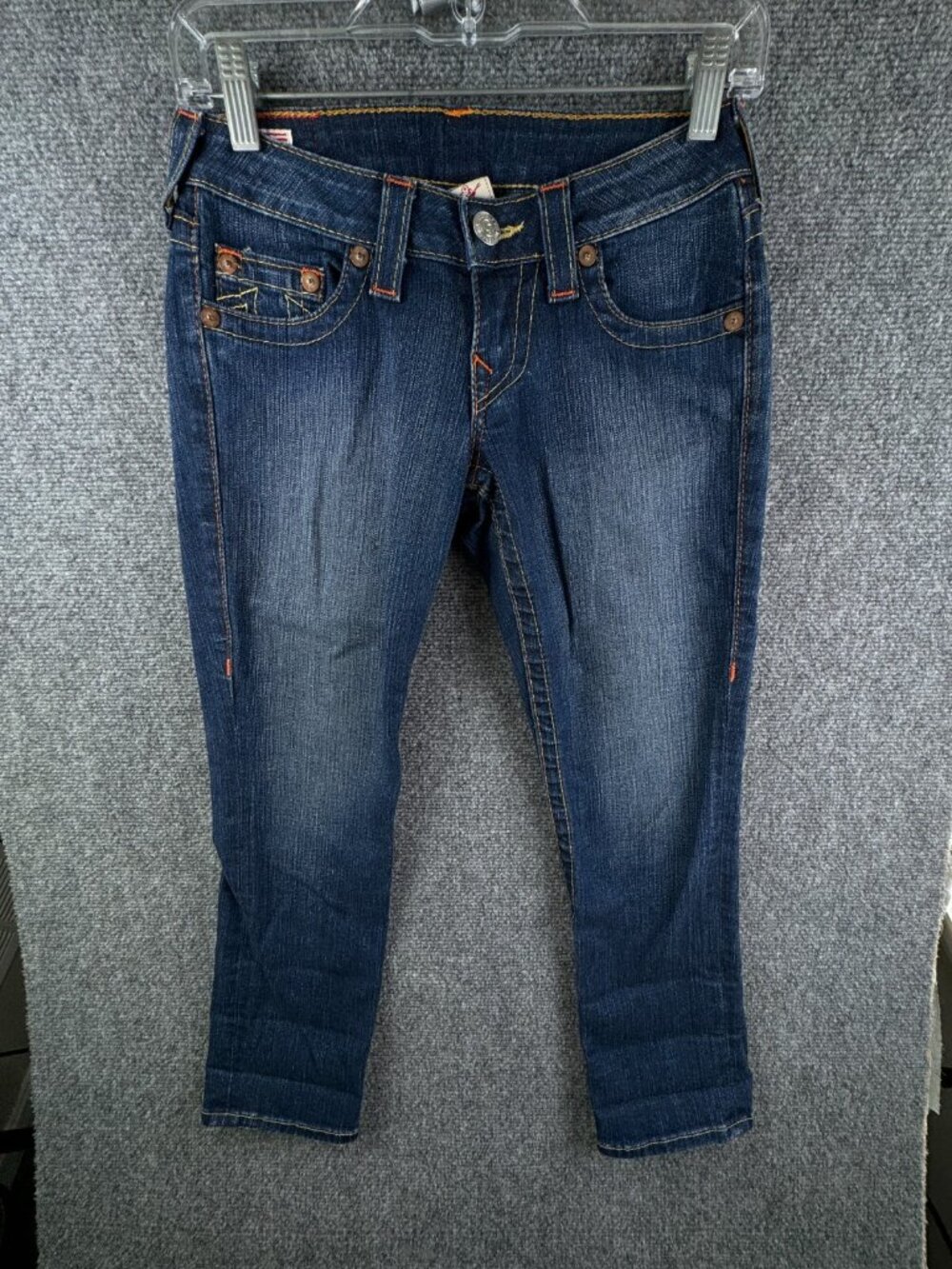TRUE RELIGION Women Denim Jeans LIZZY Capri VTG USA Size 25 Adult Blue Ladies